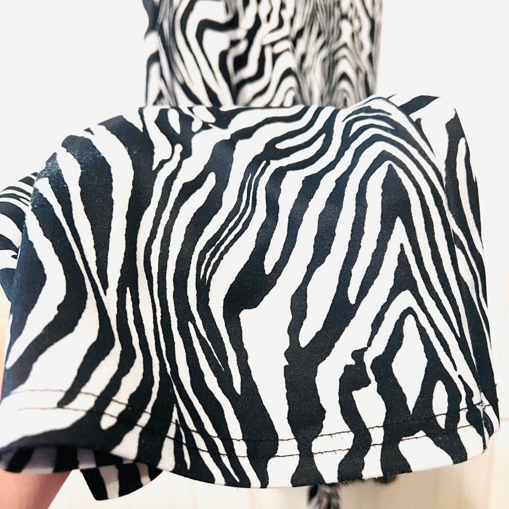 Shein-Women's Size 8-10 (med) Stretch Zip Side Zebra Print Black/White Flare Pts - Picture 7 of 11